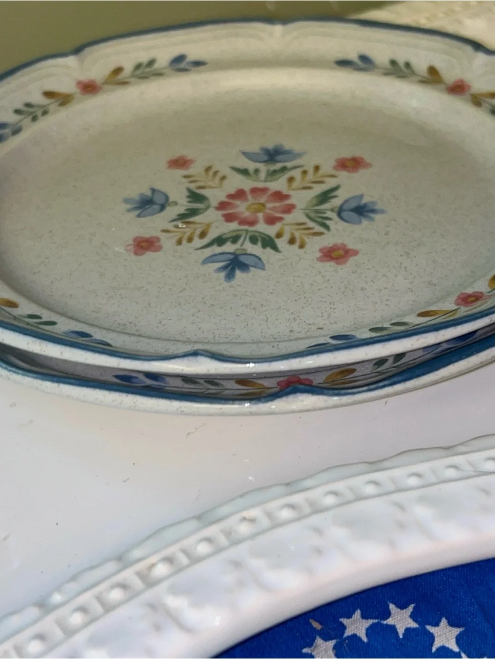 Vintage International Heritage Salad Plates  American Patchwork Pattern Set of 2
